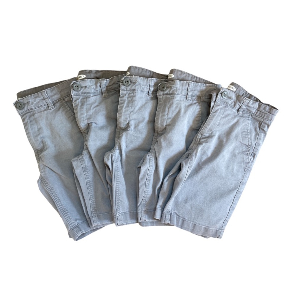 Old Navy 5 prs Boys Gray Chino Uniform Shorts SZ 8